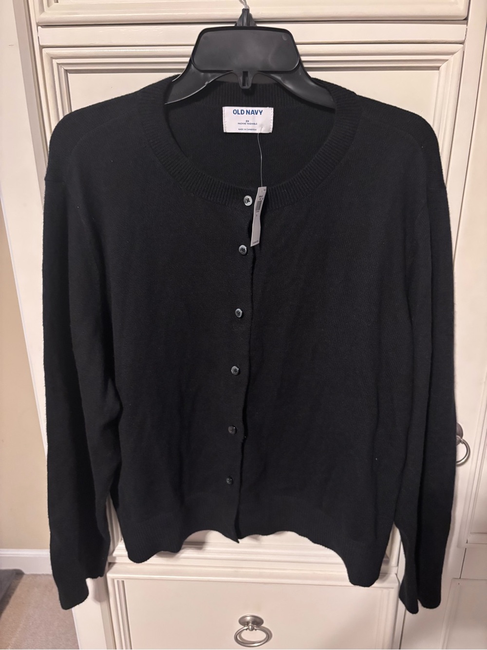 Old Navy Black Button-Up Crewneck Cardigan